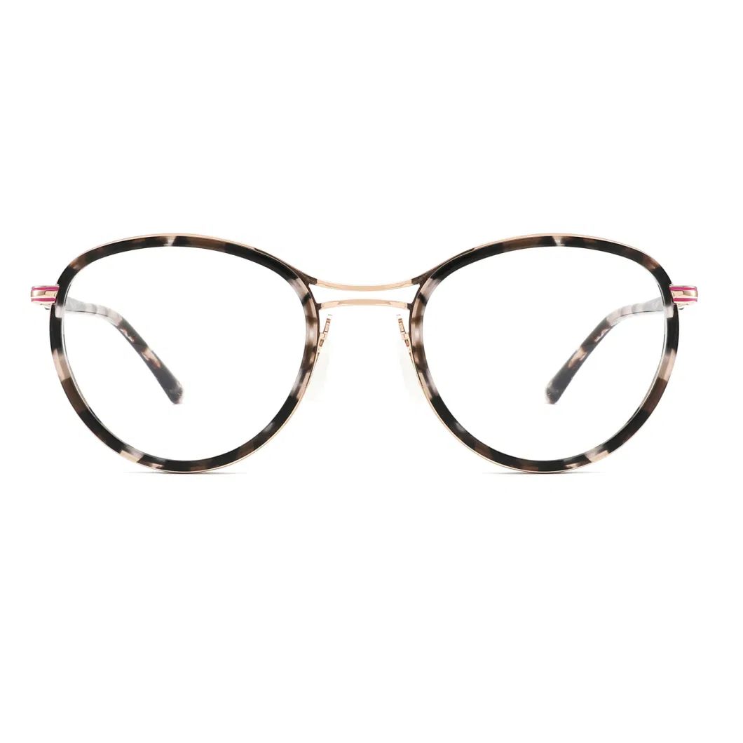 Round Shape Unique Design for Women Metal with Acetate Eyewear Optical Frames